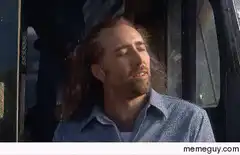 Nicolas Cage floating in space
