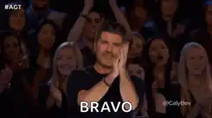 Simon Cowell clapping with BRAVO text