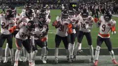 Chicago Bears players dancing on field
