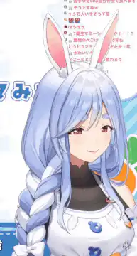 Anime girl with blue hair and bunny ears