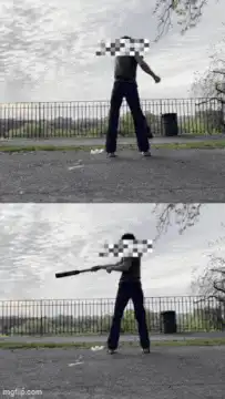 person swinging baseball bat