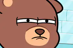 Annoyed brown bear in shower