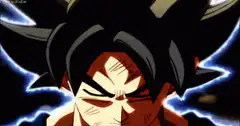 Goku powers up with blue aura