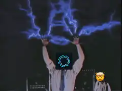 Man holding blue lightning with loading icon