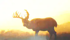 Stag standing in golden sunset