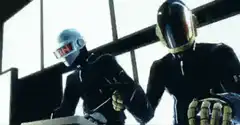 Daft Punk dancing and flashing lights