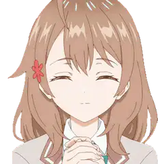 anime girl praying with closed eyes