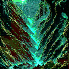 glitchy canyon landscape