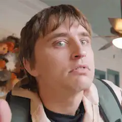Man looking up with wide eyes