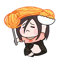 chibi girl with giant noodle