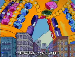 King Homer laughing triumphantly