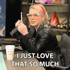 Woman with pen says I just love that so much
