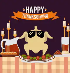 Happy Thanksgiving Turkey with Sunglasses