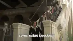 Blues Brothers walking down stairs