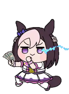 Chibi horse girl blowing money