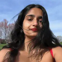 woman with windblown hair