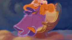 Hercules laughing in his throne