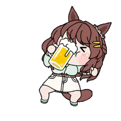 chibi horse girl drinking beer