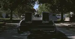 DeLorean time machine takes off