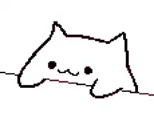blushing cat peeking over edge