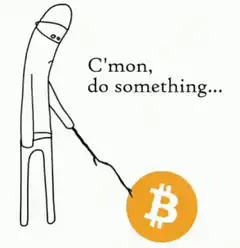 Stickman prods Bitcoin with stick