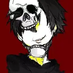 skull face with black hair