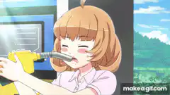 anime girl driving pink car