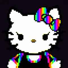 pixel art hello kitty rainbow bow