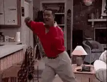 Clifford dancing in red sweater
