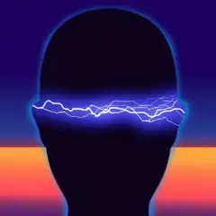 Lightning storm inside head silhouette