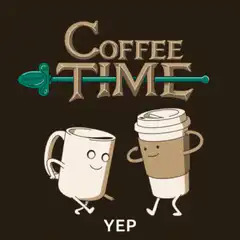 Coffee Time animated logo with mugs