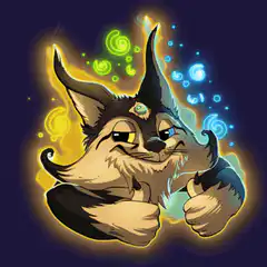 Lynx giving thumbs up with magic swirls