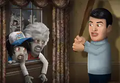 Man hits zombies with bat