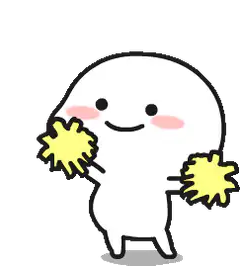 white blob cheerleader with pom poms