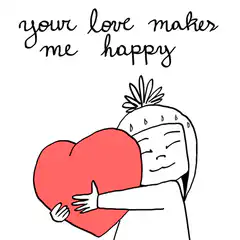 Character hugging a red heart