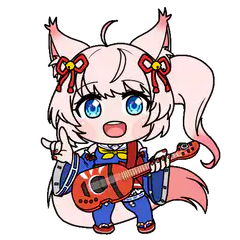 Chibi fox girl playing guitar