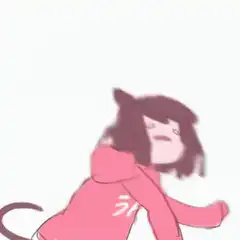 pink hoodie cat demon dancing
