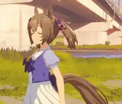 Anime girl with horse ears winking