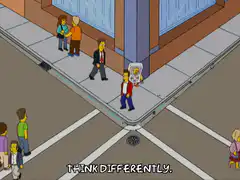 Man grabs Think Differently sign