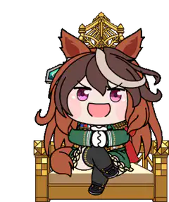chibi horse girl sitting on throne