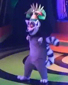 King Julien dancing on stage