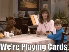 ALF and family playing cards