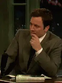 Jimmy Fallon thinking then excited