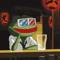 Pepe watching 3D movie with beer
