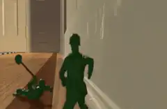 Toy soldier kicks another toy soldier