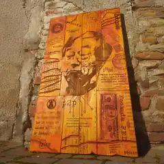 Bitcoin Art on Brick Wall