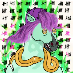 Psychedelic unicorn with snake