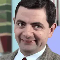 Mr. Bean smirking and winking