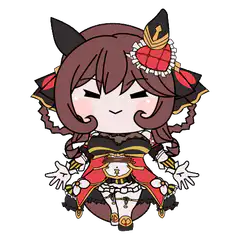 Chibi character with devil horns and red outfit