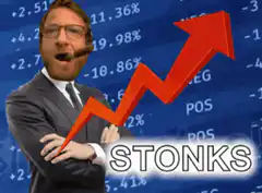 Stonks man with rising arrow